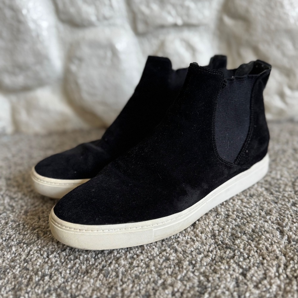 Vince Warren Black Suede High Top Platform Slip On Chelsea Sneakers Womens
